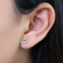 Solid 14K Yellow Gold Crown CZ Earrings