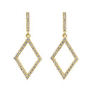 Solid 14K Yellow Gold Dangle Diamond CZ Earrings