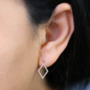 Solid 14K Yellow Gold Dangle Diamond CZ Earrings