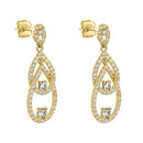 Solid 14K Yellow Gold Triple Drop Dangle CZ Earrings