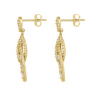 Solid 14K Yellow Gold Triple Drop Dangle CZ Earrings