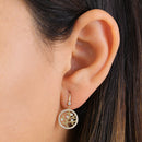 Solid 14K Yellow Gold Tree of Life CZ Earrings