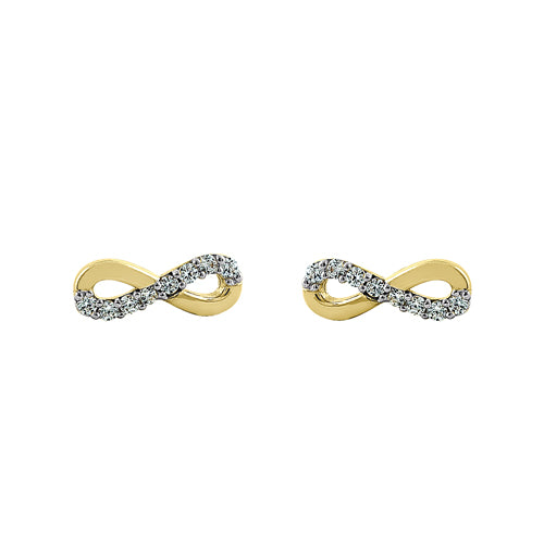 Solid 14K Yellow Gold Infinity CZ Earrings