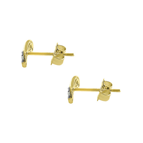 Solid 14K Yellow Gold Infinity CZ Earrings