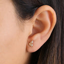 Solid 14K Yellow Gold Half Butterfly Clear CZ Earrings