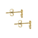 Solid 14K Yellow Gold Beam Music Note Clear Round CZ Earrings