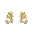 Solid 14K Yellow Gold Beam Music Note Clear Round CZ Earrings
