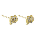 Solid 14K Yellow Gold Glitzy Elephant Clear Round CZ Earrings
