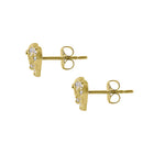 Solid 14K Yellow Gold Glitzy Elephant Clear Round CZ Earrings