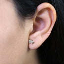 Solid 14K Yellow Gold Glitzy Elephant Clear Round CZ Earrings