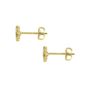 Solid 14K Yellow Gold X Shaped Clear Round CZ Earrings