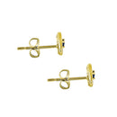 Solid 14K Yellow Gold Evil Eye Blue Sapphire & Clear Round CZ Earrings