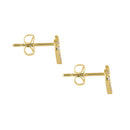 Solid 14K Yellow Gold Simple Heart Knot Clear Round CZ Earrings