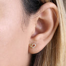 Solid 14K Yellow Gold Simple Heart Knot Clear Round CZ Earrings