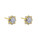 .5 ct Solid 14K Yellow Gold Vintage Clear Round CZ Earrings