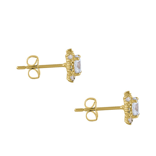 .5 ct Solid 14K Yellow Gold Vintage Clear Round CZ Earrings