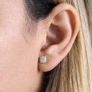 .5 ct Solid 14K Yellow Gold Vintage Clear Round CZ Earrings