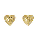 Solid 14K Yellow Gold Inner Heart Clear Round CZ Earrings