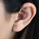 Solid 14K Gold Trillium with Clear CZ Earrings