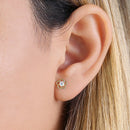 .22 ct Solid 14K Gold Round Flower CZ Earrings