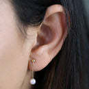 Solid 14K Gold Dangling Pearl Earrings