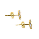 Solid 14K Yellow Gold Squared Round & Princesss Cut CZ Earrings