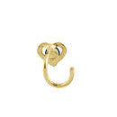 Solid 14K Yellow Gold Heart Blue Sapphire CZ Hook Nose Stud