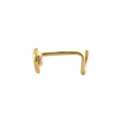 Solid 14K Yellow Gold Heart Ruby CZ Hook Nose Stud