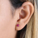 .92 ct Solid 14K Yellow Gold 5mm Round Cut Ruby CZ Earrings