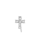 Solid 14K White Gold Cross CZ Nose Stud