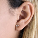 Solid 14K Yellow Gold Pretty Bow CZ Earrings