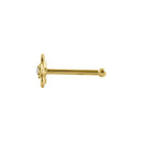 Solid 14K Yellow Gold Flower CZ Nose Stud
