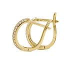 Solid 14K Yellow Gold 9.0mm x 2.5mm Double Row Hoop CZ Earrings