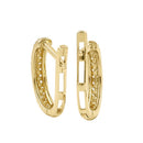 Solid 14K Yellow Gold 9.0mm x 2.5mm Double Row Hoop CZ Earrings