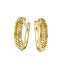 Solid 14K Yellow Gold Triple CZ Row Hoop Earrings