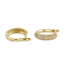 Solid 14K Yellow Gold Triple CZ Row Hoop Earrings