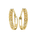Solid 14K Yellow Gold 12.0mm x 2.5mm Eight CZ Hoop Earrings