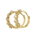 Solid 14K Yellow Gold 11.5mm x 4.5mm Five CZ Hoop Earrings