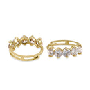 Solid 14K Yellow Gold 11.5mm x 4.5mm Five CZ Hoop Earrings