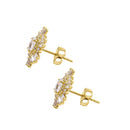 Solid 14K Yellow Oval Sun Ray Halo Gold Earrings