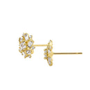 Solid 14K Yellow Gold Snowflake Flower CZ Earrings