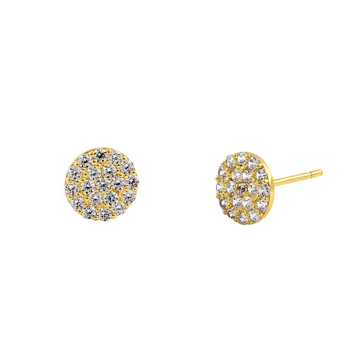 Solid 14K Yellow Gold Minimalist Round 6.5mm CZ Earrings