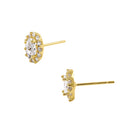 Solid 14K Yellow Gold 6 x 7.5mm Oval Halo CZ Earrings