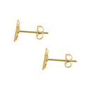 Solid 14K Yellow Gold 7.5mm Four Petal CZ Earrings