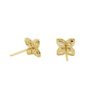 Solid 14K Yellow Gold 7.5mm Four Petal CZ Earrings