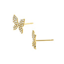 Solid 14K Yellow Gold Butterfly CZ Earrings