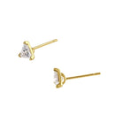 Solid 14K Yellow Gold 4.5mm Triangle CZ Earrings