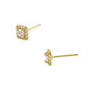 Solid 14K Yellow Gold 5.5mm Square Halo CZ Earrings