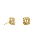 Solid 14K Yellow Gold 5.5mm Square Halo CZ Earrings