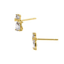 Solid 14K Yellow Gold CZ Kitten Earrings